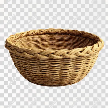 PNG Empty Wicker Basket on Clean Background PNG Empty Wicker Basket on Clean Background