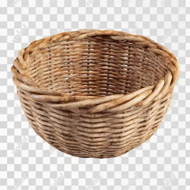 PNG Empty Wicker Basket on Clean Background PNG Empty Wicker Basket on Clean Background