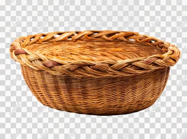 PNG Empty Woven Rotan Harvest Basket on White Background PNG Empty Woven Rotan Harvest Basket on White Background