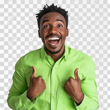 PNG Excited young adult math professional of color in bright green shirt PNG Excited young adult math professional of color in bright green shirt