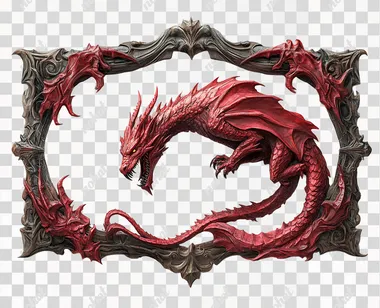 PNG Fantasy MMORPG Game Logo with Mighty Dragon PNG Fantasy MMORPG Game Logo with Mighty Dragon