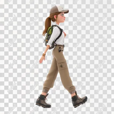 PNG Female Teenager Walker in Hiking Gear PNG Female Teenager Walker in Hiking Gear