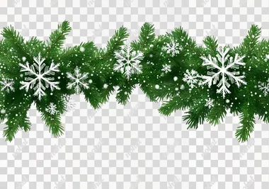 PNG Fir Tree Branch with Snowflakes and Garland for Holiday Decor PNG PNG Fir Tree Branch with Snowflakes and Garland for Holiday Decor PNG