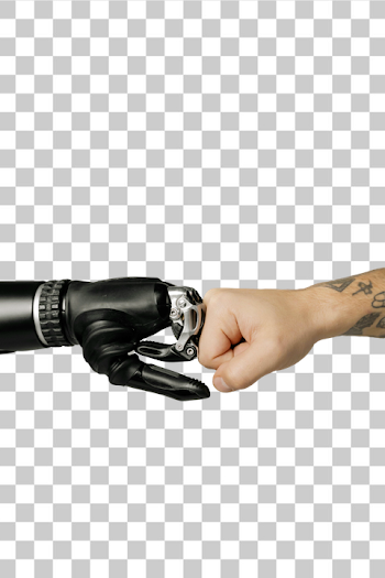 PNG Fist Bump Between Human and Robotic Hand