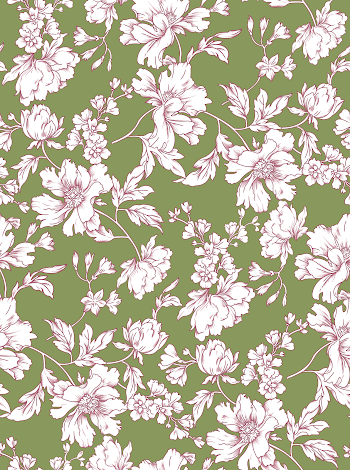 PNG Floral Pattern on Green Background