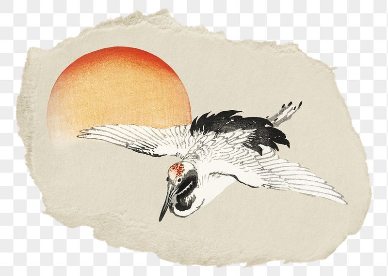 Png flying crane sticker, Kōno | Free PNG - rawpixel