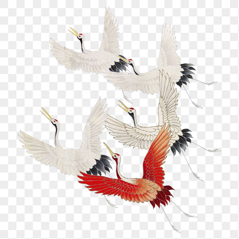 Png flying cranes sticker, Japanese | Free PNG - rawpixel