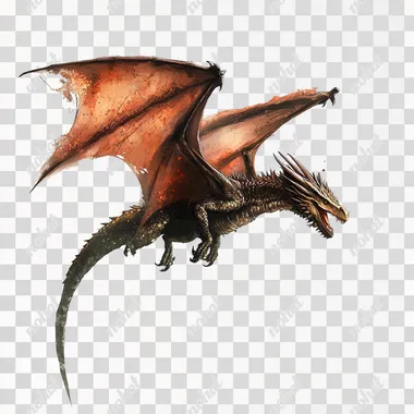 PNG Flying dragon from Harry Potter soaring in the sky over Hogwarts