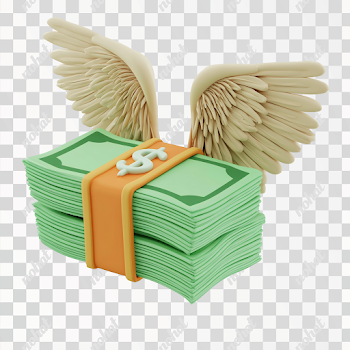 PNG Flying Money Stack with Wings