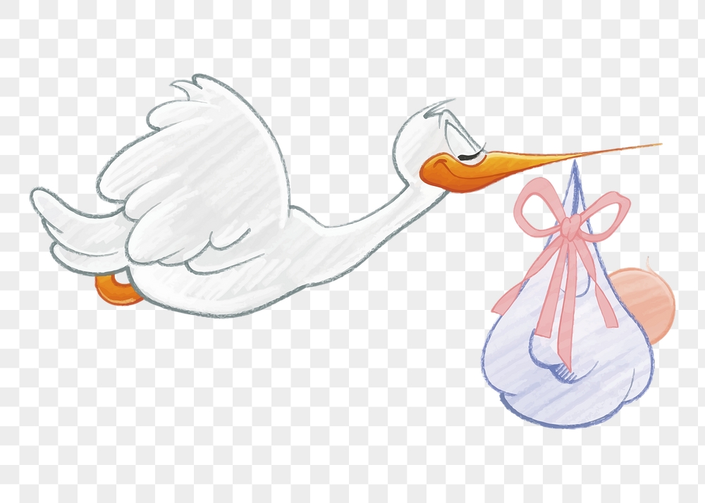 Png flying stork baby sticker, | Free PNG - rawpixel