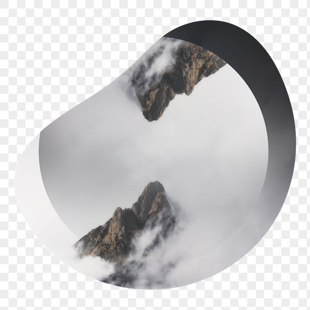 Png foggy mountain peaks badge | Free PNG - rawpixel