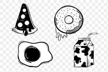 Png food doodle social media story sticker set