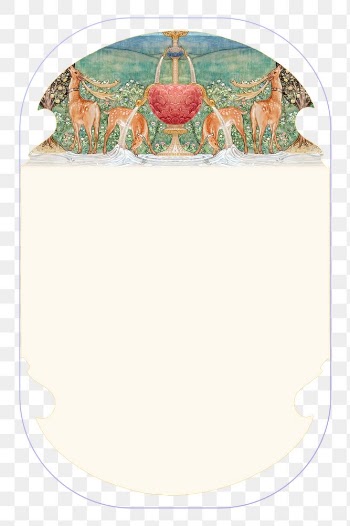 PNG frame, deer by a fountain, remixed from… | Free stock illustration | High Resolution graphic