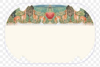 PNG frame, deer by a fountain, remixed from… | Free stock illustration | High Resolution graphic
