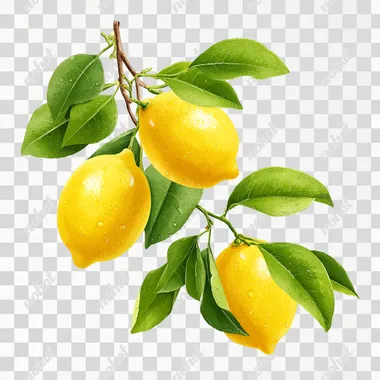 PNG Fresh Lemon Branch with Ripe Lemons PNG Fresh Lemon Branch with Ripe Lemons