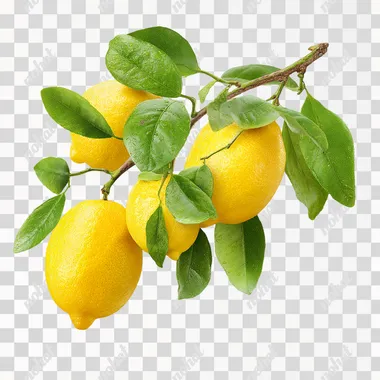 PNG Fresh Lemon Branch with Ripe Lemons on Isolated Background PNG Fresh Lemon Branch with Ripe Lemons on Isolated Background
