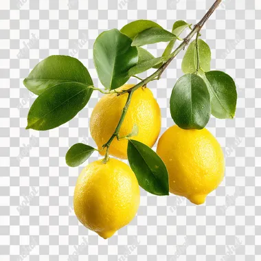 PNG Fresh Lemons on Branch with Leaves PNG Fresh Lemons on Branch with Leaves