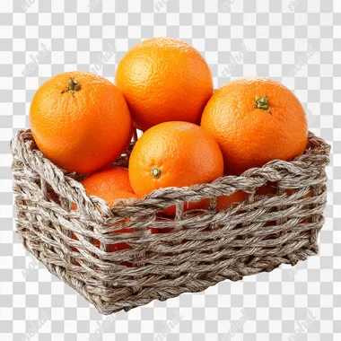 PNG Fresh Oranges in a Woven Basket PNG Fresh Oranges in a Woven Basket