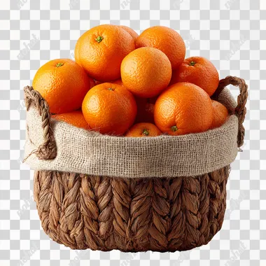 PNG Fresh Oranges in Woven Basket PNG Fresh Oranges in Woven Basket