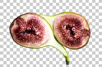 PNG Freshly Cut Fig Halves on White Background