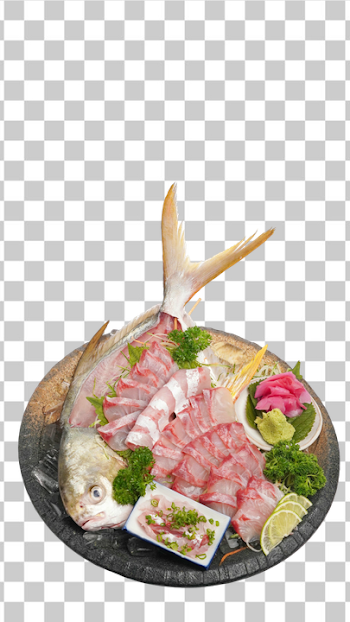PNG Freshly Prepared Sashimi with Garnishes