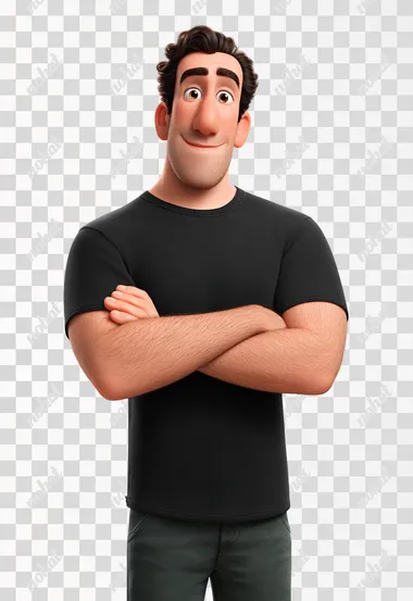 PNG Friendly 30-Year-Old Man in Cartoon Style