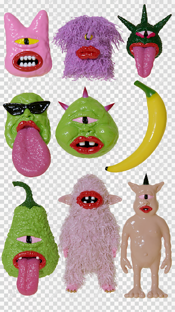 PNG Funny Character Sticker Pack on White Background