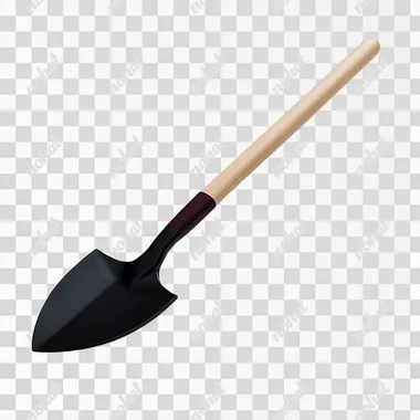 PNG Garden Spade with Black Metal Blade and Wooden Handle for Landscaping