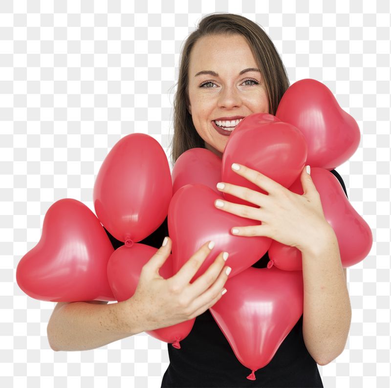 Png girl holding heart balloons | Free PNG - rawpixel