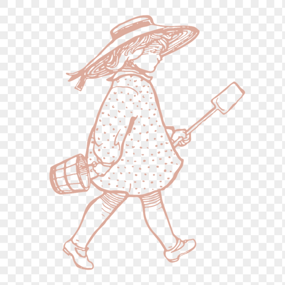 Png girl holding shovel sticker, | Free PNG Illustration - rawpixel