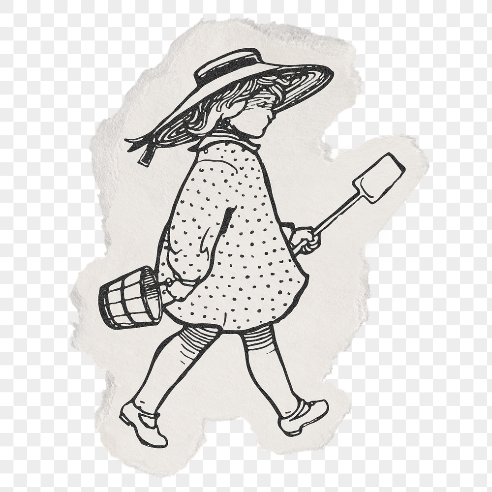 Png girl holding shovel sticker, | Free PNG Illustration - rawpixel