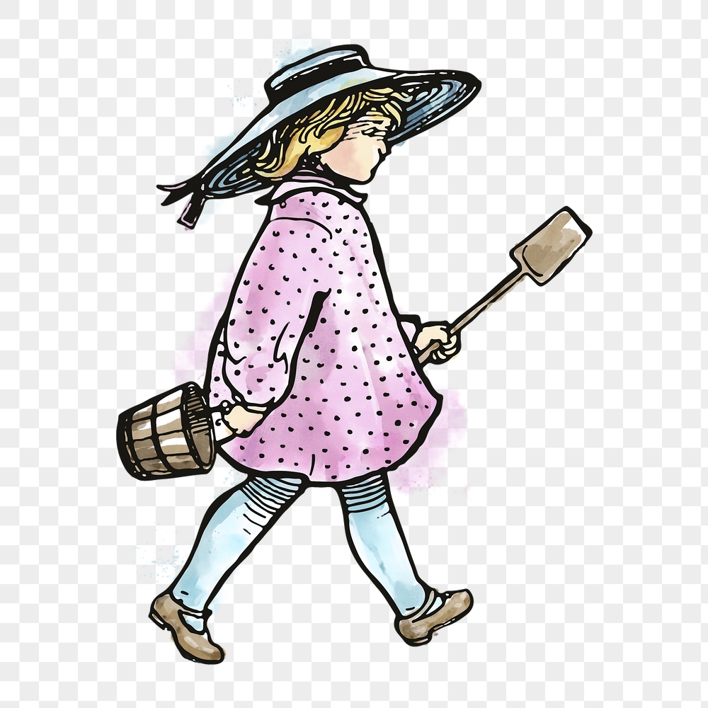 Png girl holding shovel sticker, | Free PNG Illustration - rawpixel