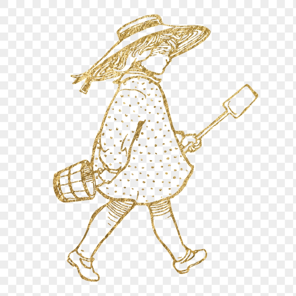 Png girl holding shovel sticker, | Free PNG Illustration - rawpixel
