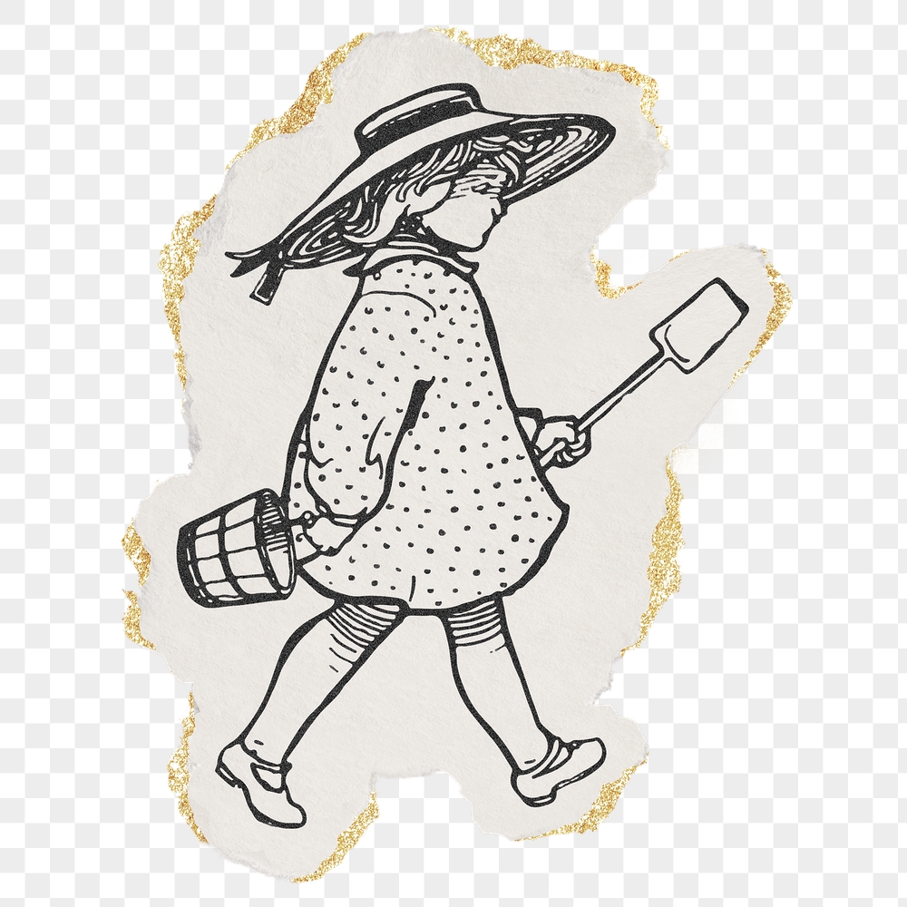 Png girl holding shovel sticker, | Free PNG Illustration - rawpixel