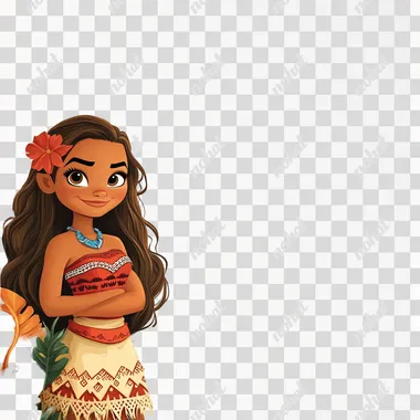 PNG Girl in Hula Skirt with Flower for Moana-Themed Birthday Invitation PNG Girl in Hula Skirt with Flower for Moana-Themed Birthday Invitation