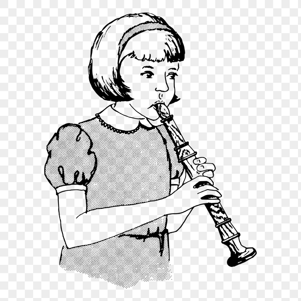 Png girl playing flute sticker, | Free PNG - rawpixel