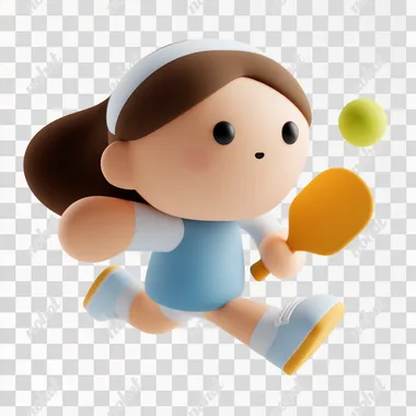 PNG Girl Playing Pickleball in 3D Style PNG Girl Playing Pickleball in 3D Style