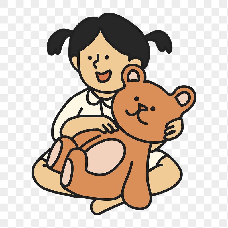 Png girl & teddy bear | Free PNG Illustration - rawpixel