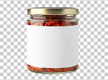 PNG Glass Jar with Blank Label Filled with Dried Tomatoes