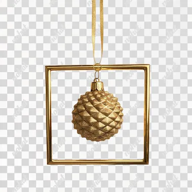 PNG Gold Christmas ornament frame made from golden pine tree decor