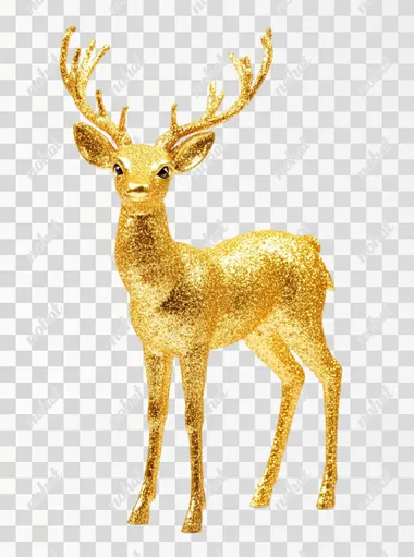 PNG Gold Glittery Deer for Christmas Decor in Bright White Setting