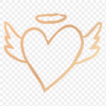 Png gold heart icon, angel wings doodle… | Free stock illustration | High Resolution graphic