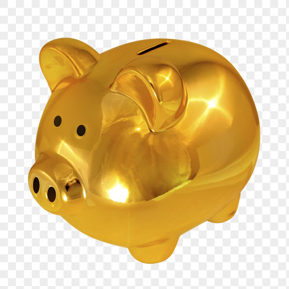 Png gold piggy bank sticker, | Free PNG - rawpixel