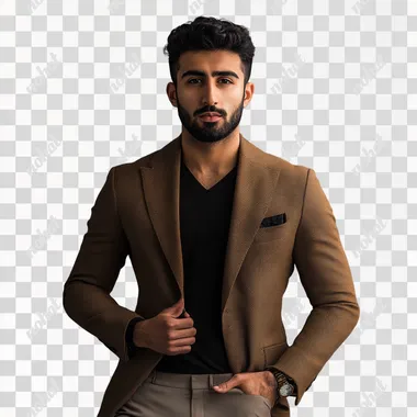 PNG Good Looking Saudi Architect Mohamed Alfayes in Brown Suit with Beard