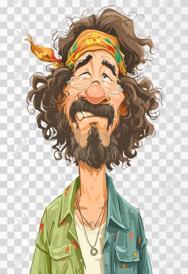 PNG Goofy Smiling Hippie Caricature PNG Goofy Smiling Hippie Caricature
