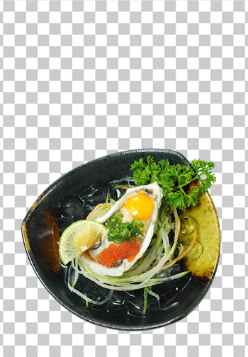 PNG Gourmet Oyster Dish with Egg and Garnish