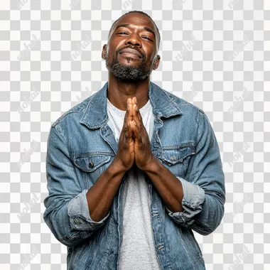 PNG Grateful Black Man in Prayer Pose