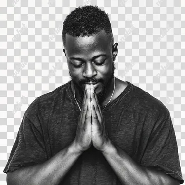 PNG Grateful Black Man in Prayer Pose PNG Grateful Black Man in Prayer Pose