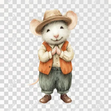 PNG Grateful Vintage Mouse in Fall Attire PNG Grateful Vintage Mouse in Fall Attire
