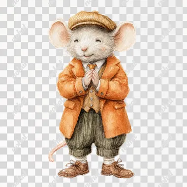 PNG Grateful Vintage Mouse in Fall Attire PNG Grateful Vintage Mouse in Fall Attire